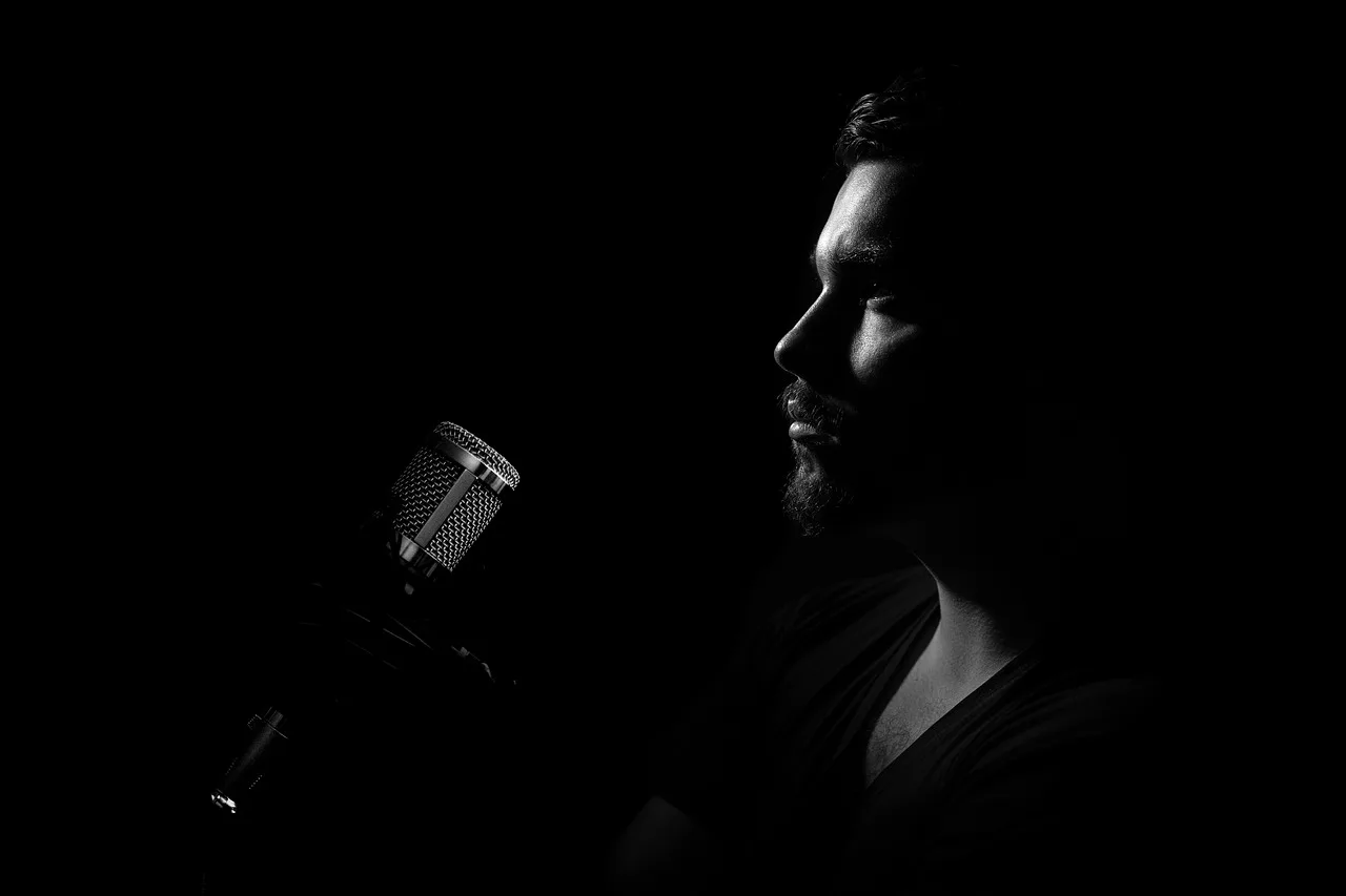 man, microphone, profile, portrait, podcast, singer, mic, interview, record, radio, show, speaking, sing, studio, black and white, monochrome, podcast, podcast, podcast, podcast, podcast
